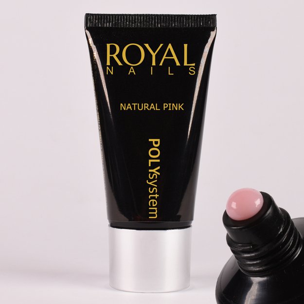 Rožinio atspalvio poly gelis Royal Nails Poly System Natural Pink