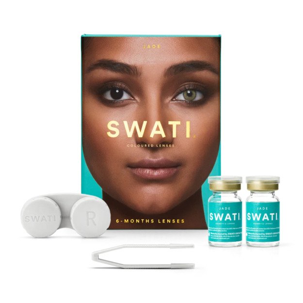 SWATI Jade Green 6-mėnesių lešiai be dioptrijų 0.00 SWATI Cosmetics Jade - 6 month, JADE PWR, 0.00