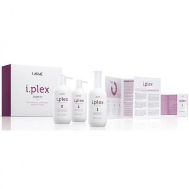 Profesionalus plaukų atkūrimo rinkinys - Lakme I.Plex Salon Kit (Premium Bond 500ml, Keratech I.Power 500ml, Dispenser, Pump, Application Guide, Hair Perfection 3x10ml)