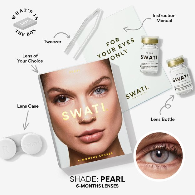 SWATI Pearl grey 6-mėnesių lešiai be dioptrijų 0.00 SWATI Cosmetics Pearl grey - 6 month, PWR, 0.00