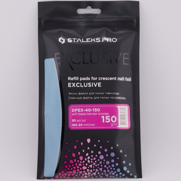 STALEKS PRO Exlusive klijuojami dildės abrazyvai laivelio formos pagrindui 150gr, 30vnt (DFEX-40-150)