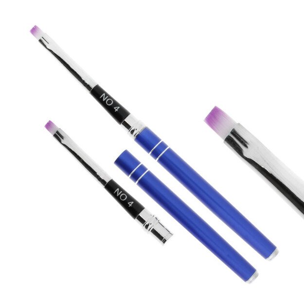 Sudedamas mėlynos spalvos teptukas geliui su baltai violetiniais šereliais Metallic
