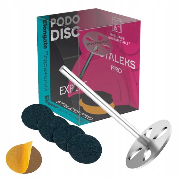 Pedikiūro diskas Pododisk rinkinys – kotelis, diskas + keičiamos šlifavimo naklijos PDLset-15 Staleks Pro S 15 mm