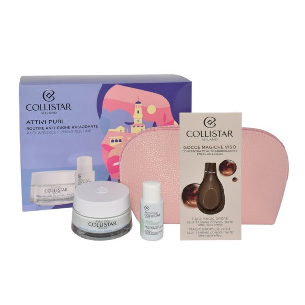 Zestaw Collistar Collagen Balm Cream + Salicylic Acid Lotion 15ml + Self Tanning Drops Sample + Cosmetics Bag