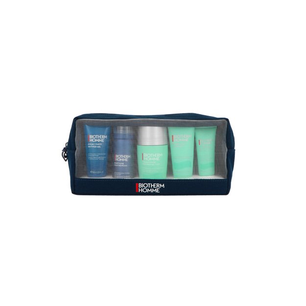 Zestaw Biotherm Homme Aquapower Cleanser 40 ml + Aquafitness Shower Gel 40 ml + Shaving Foam 50 ml + Aquapower Deodorant Roll-on 75 ml + Aquapower Advanced Gel 20 ml + Pouch