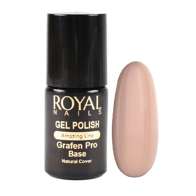 Kaučiukinis pagrindas geliniam lakavimui su atspalviu Royal Nails Grafen Pro Base Natural Cover 