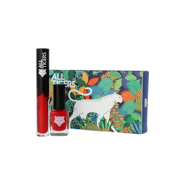 Zestaw All Tigers Natural & Vegan Wild Stars Lips & Nail Lipstick 888 Call Me Queen 8ml + Nail Polish 298 Hit It Big 11ml