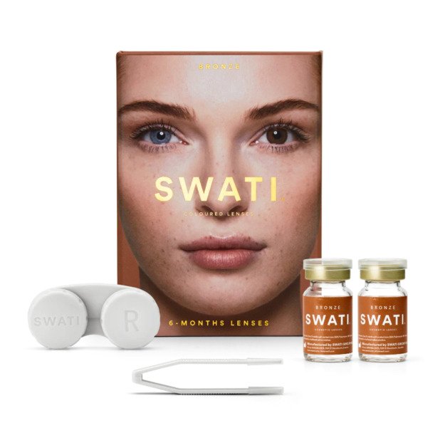SWATI Cosmetics spalvoti lęšiai Bronze 6 mėn. naudojimo, natūraliai rudi, be dioptrijų (0.00) - SWATI Cosmetics Bronze - 6 months, BRONZE PWR, 0.00