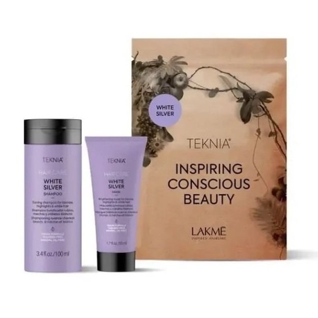 Kelioninis rinkinys šviesiems plaukams - Lakme Teknia White Silver Travel Pack