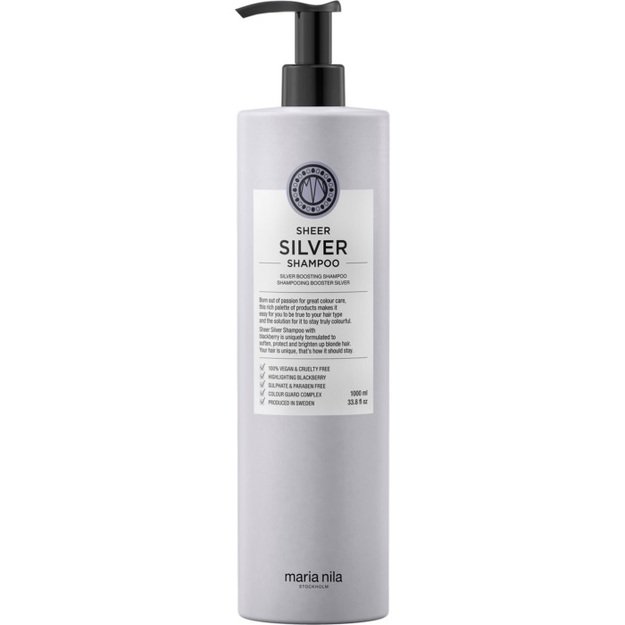 Veganiškas šampūnas šviesiems plaukams - Maria Nila Sheer Silver Shampoo 1000ml