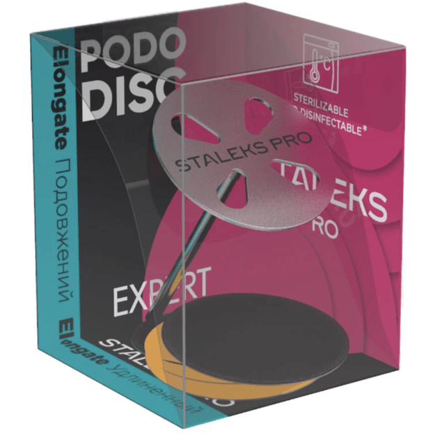 Staleks pro PODODISC bazė pailginta L 25 mm + šlifavimo lipdukai 180 grit, 5 vnt