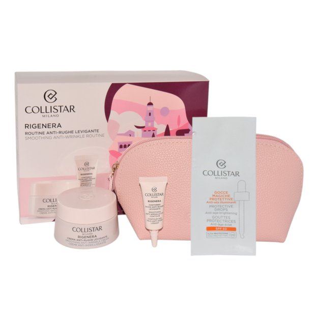 Zestaw Collistar Anti Wrinkle Smoothing Cream 50ml + Anti Wrinkle Smoothing Eye Contour 5ml + Protective Magic Drops Sachet + Cosmetics Bag