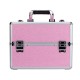 Kosmetikos lagaminas XL lempai keturios lentynos rožinis su cirkonio efektu