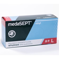 Vinilo vienkartinės diagnostinės ir apsauginės pirštinės su pudra Medasept vinyl 8-9 L