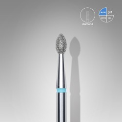 Deimantinis antgalis frezai Staleks suapvalintas "pumpuras", mėlynas, galvutės skersmuo 2,5 mm/ darbinė dalis 4,5 mm